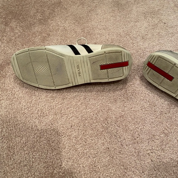 Prada Authentic Low Top White Gray Black Sneakers - Picture 6 of 10